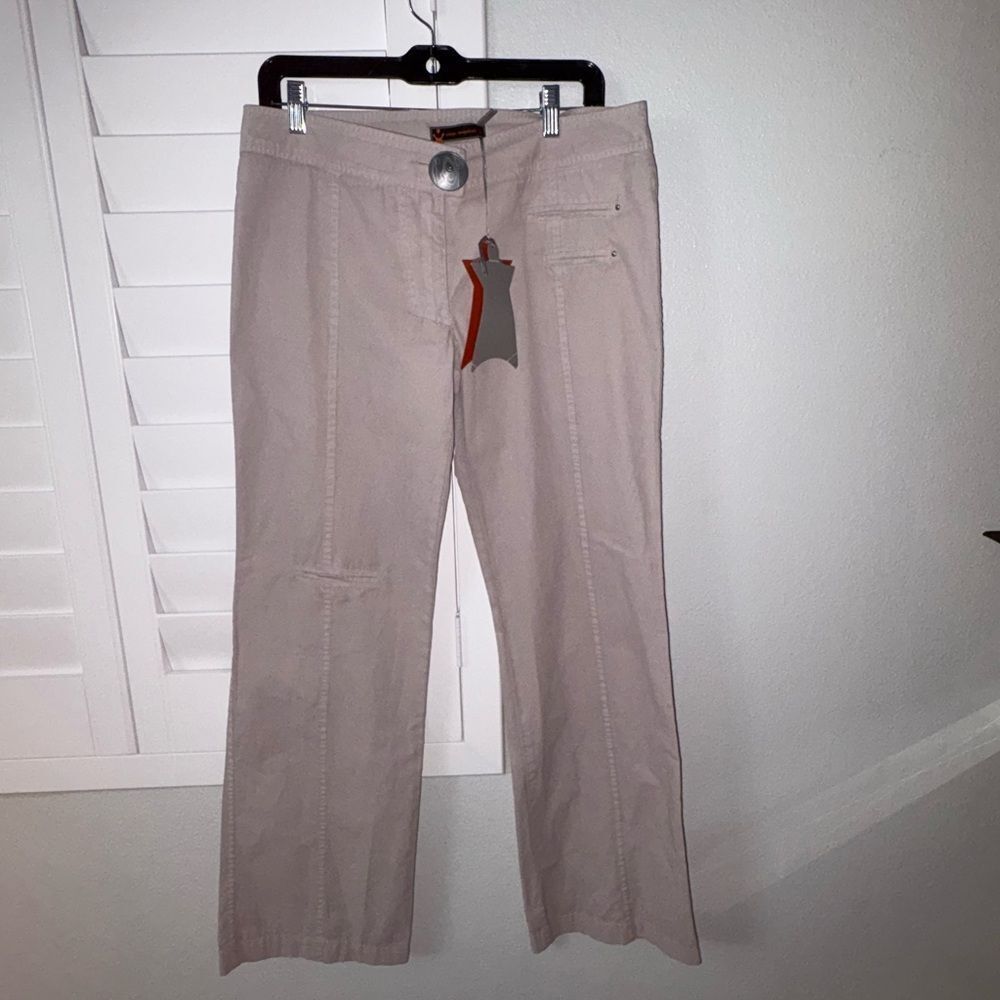 Nwt Womens Beige Straight-Leg Pants Copcopine European Size 48 Us 12/14